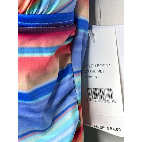 La Blanca Slimming Halter Tankini Top Women’s Size 2 Blue Red Striped - Picture 5 of 13